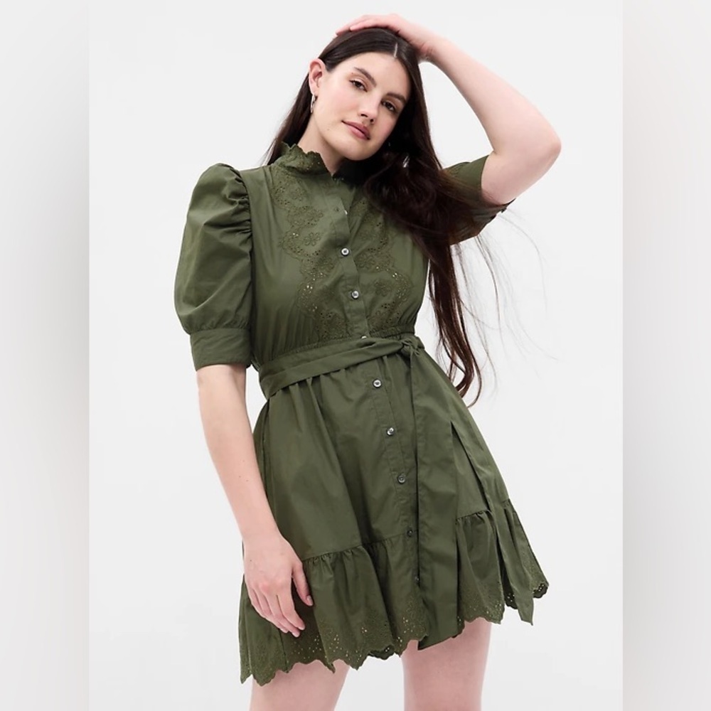 GAP Puff Sleeve Eyelet Mini Dress